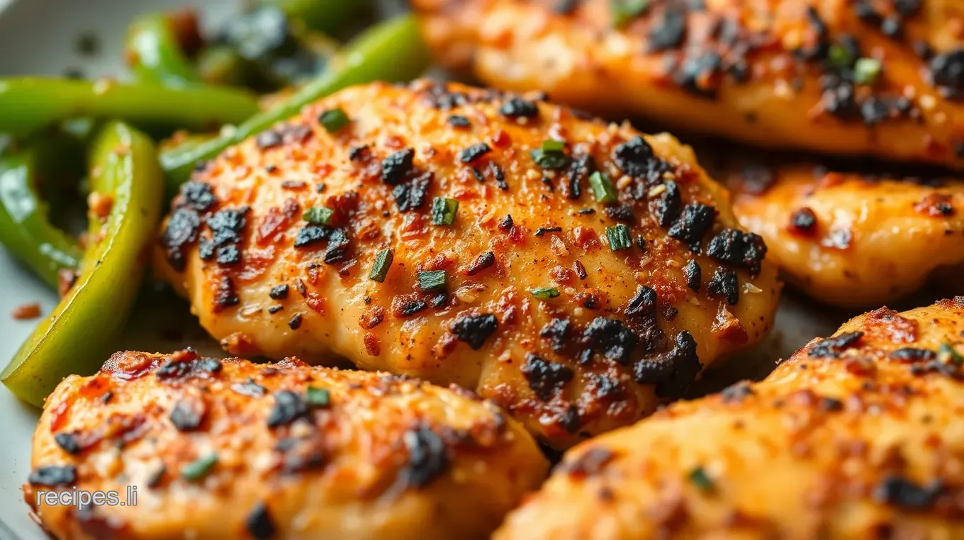 Smoky Blackened Chicken with Spicy Green Peppers