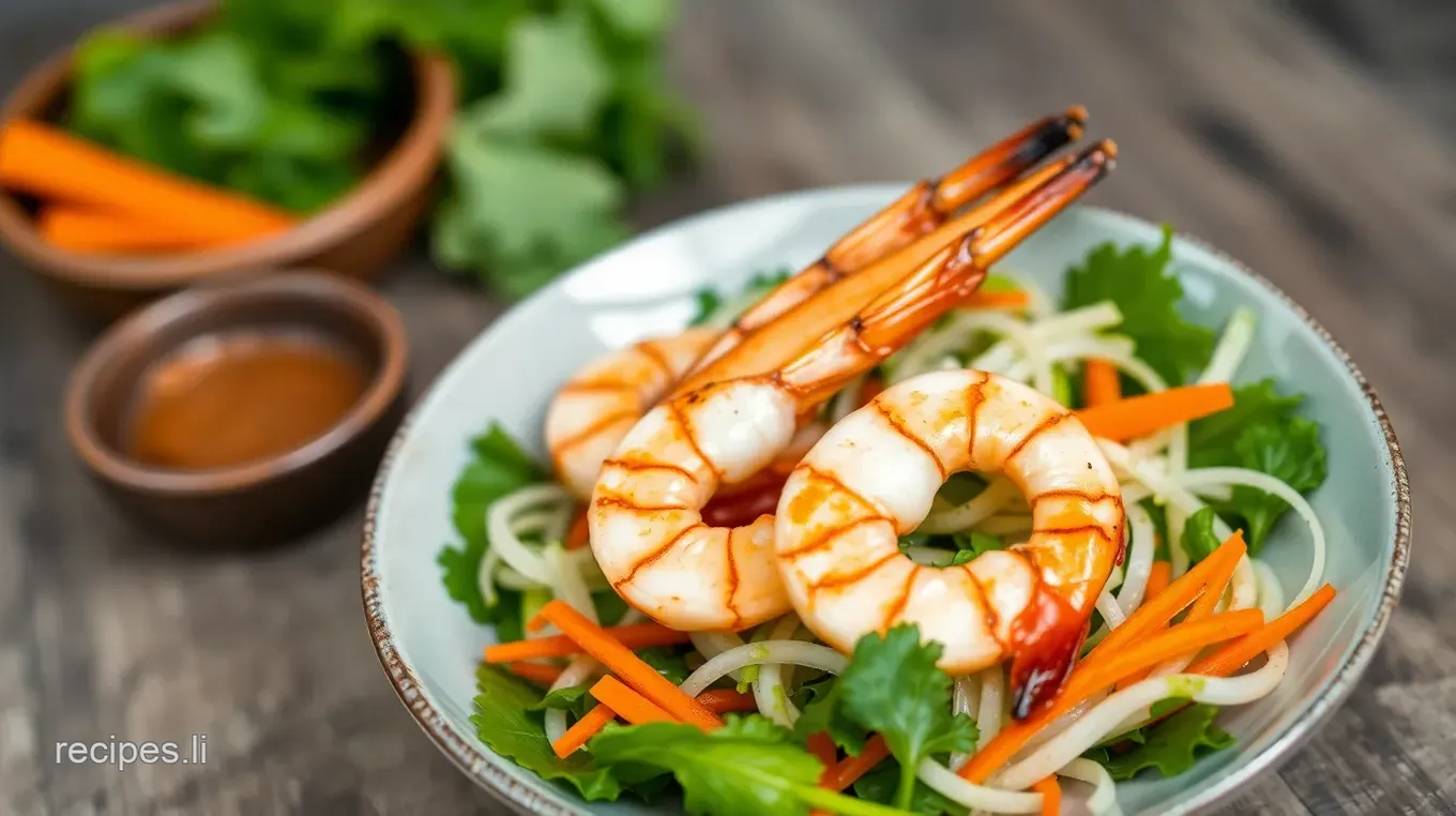 Lotus Salad with Grilled Jumbo Prawn