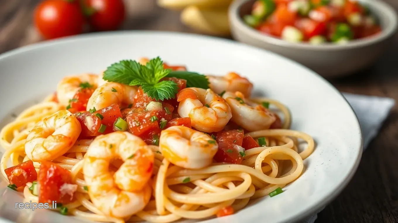 Spicy Shrimp Pasta with Fresh Pico de Gallo