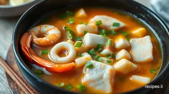 Quick Hot Seafood Soup with Zesty Flavor