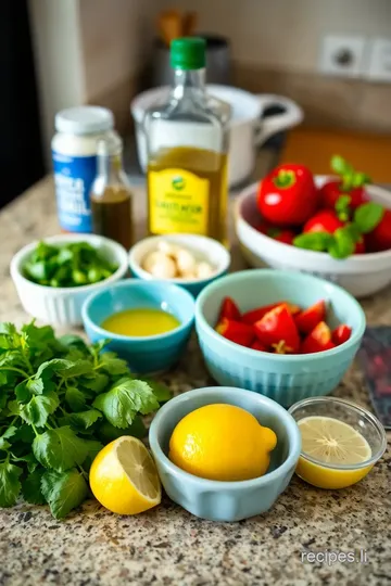 Red Pepper Sauce with Arugula Pistachio Pesto ingredients