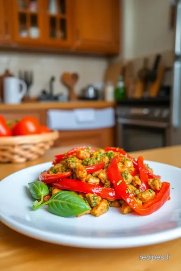 Red Pepper Sauce with Arugula Pistachio Pesto steps