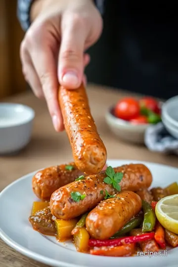 Roma Sausages with Sautéed Peppers presentation