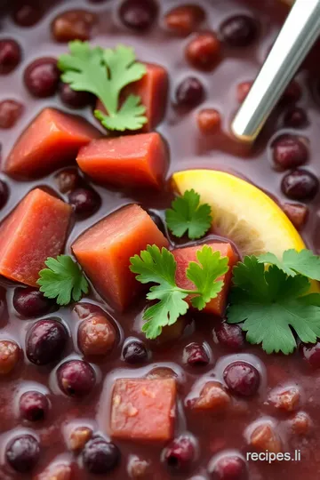 Hearty Purple Black Bean Soup presentation