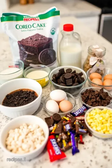 Crockpot Oreo Cake with Gooey Candy Filling ingredients