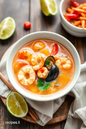 Kenny s Hot and Sour Seafood Soup presentation