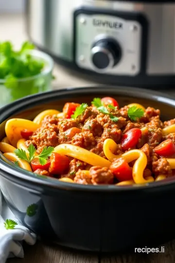 Slow Cooker Beef Pasta with Angel Hair presentation