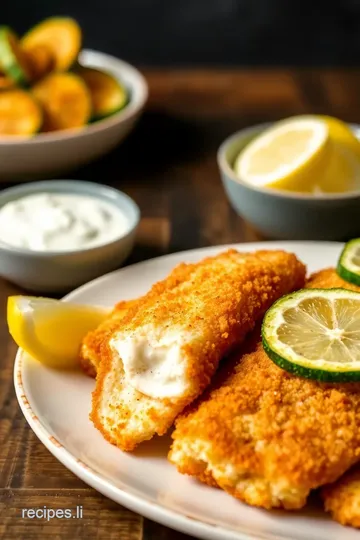 Fry Fish with Crispy Zucchini Chips presentation