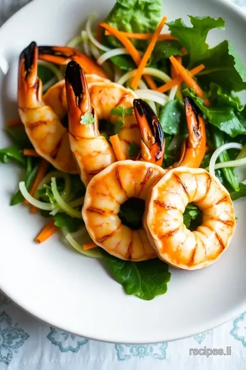 Lotus Salad with Grilled Jumbo Prawn presentation