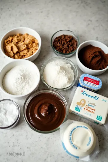 No-Bake Chocolate Cheesecake ingredients