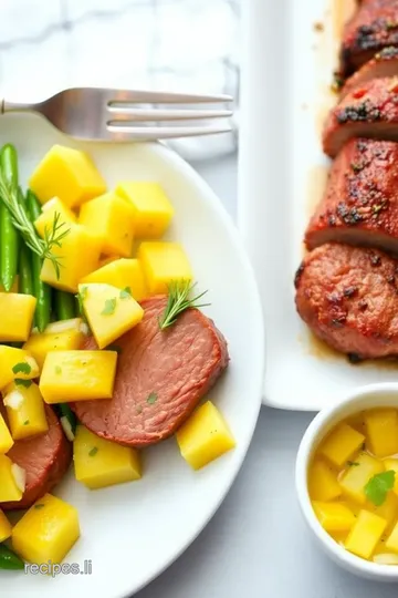 Pan Seared Tenderloin with Pineapple Mango Salsa presentation