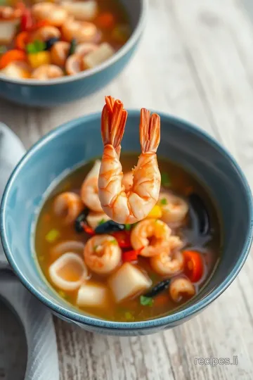 Quick Hot Seafood Soup with Zesty Flavor presentation