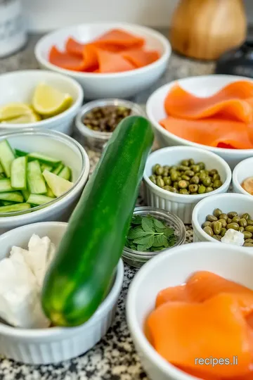 Chatelaine Smoked Salmon Roll on Cucumber ingredients