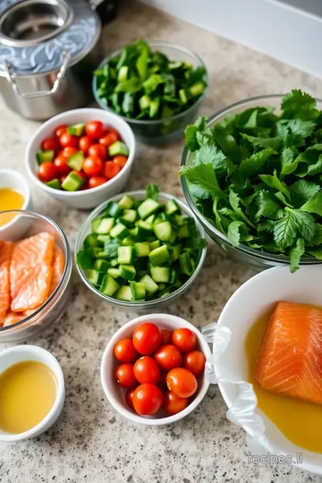 Citrus Salmon Salad with Zesty Dressing ingredients