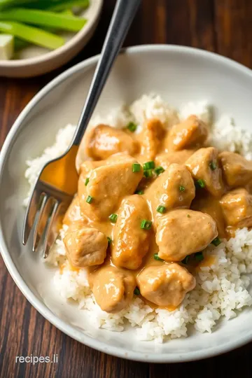 Sautéed Chicken with Creamy Peanut Sauce presentation