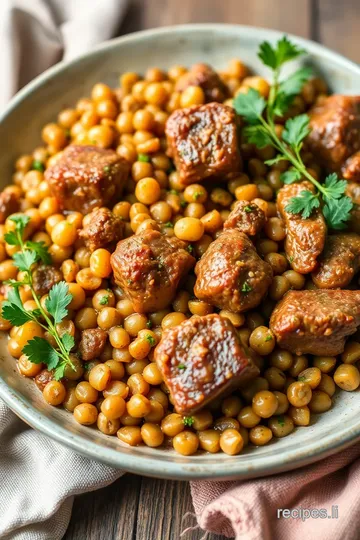 Sautéed Lamb Lentils Delight presentation